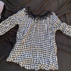 Black Gangnam print blouse